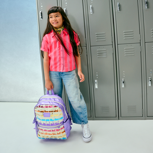 Kane Double Pocket Backpack- Lilac Quilt