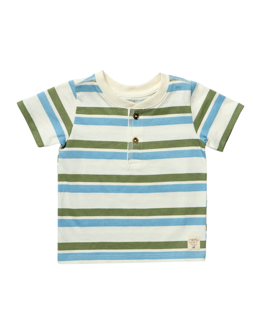 Scout Henley - Green and Blue Stripe