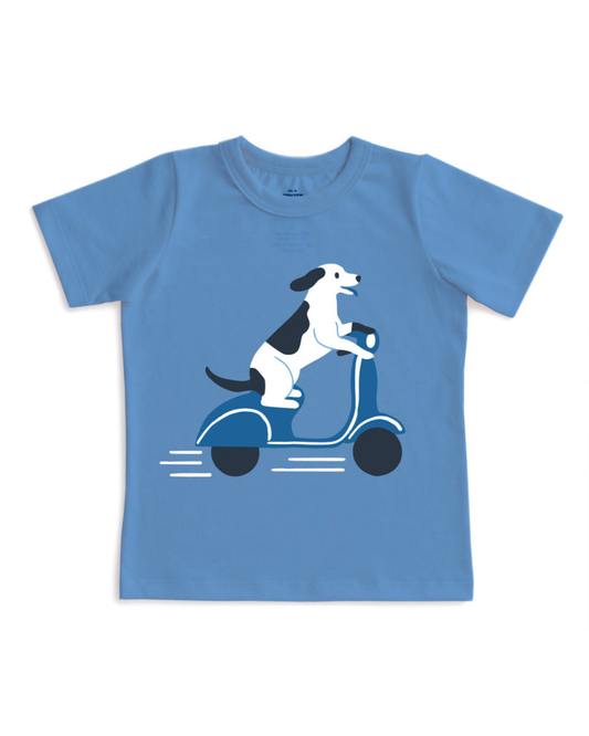 Short Sleeve Tee - Scooter Dog Lake Blue