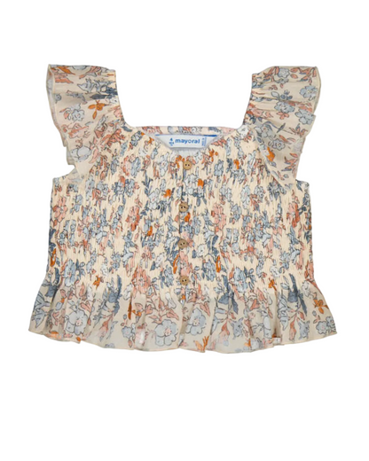Salmon Printed Bambula Top