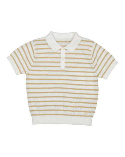 Cream and Brown Striped Polo