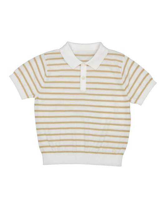 Cream and Brown Striped Polo