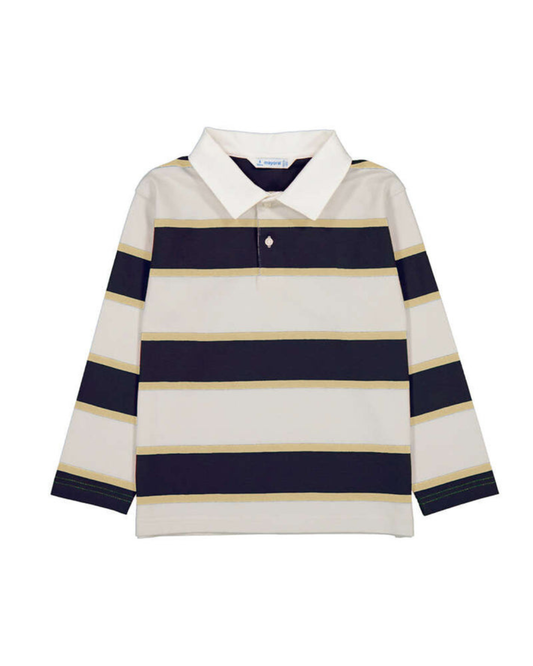Golden and Navy Long Sleeve Polo