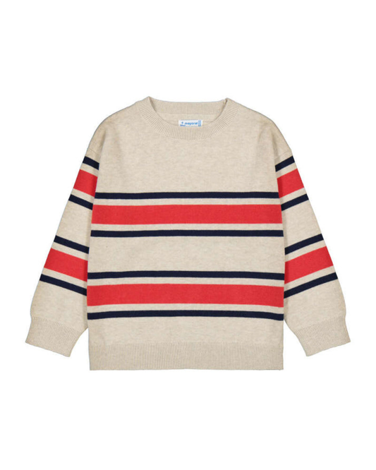Tomato and Navy Striped Sweater