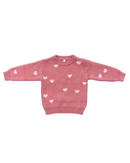 Pink Hearts Knit Sweater