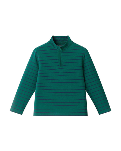 Green Stripe Quarter Zip Stripe Pullover
