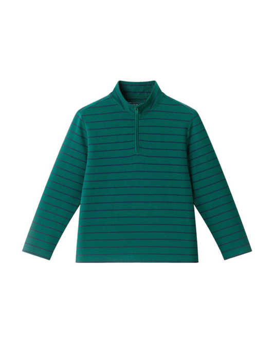 Green Stripe Quarter Zip Stripe Pullover
