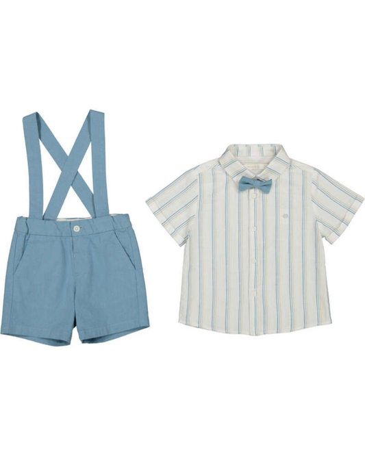 Striped Jade Bow Tie Baby Set