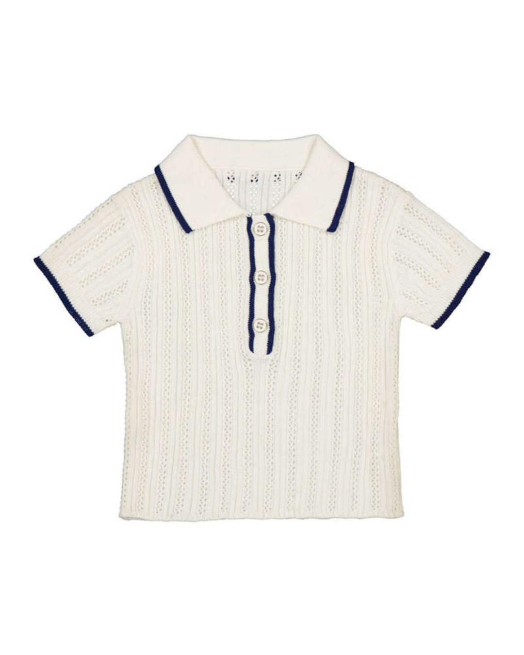 Crochet White Baby Polo