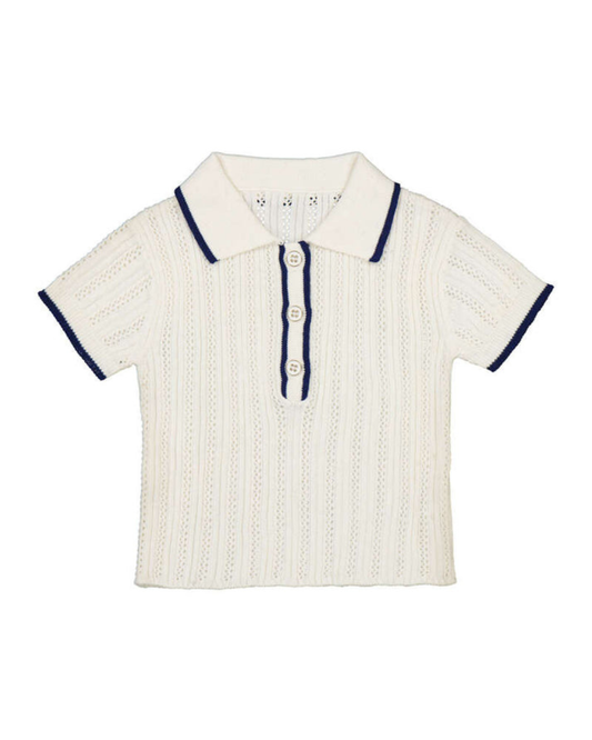 Crochet White Baby Polo