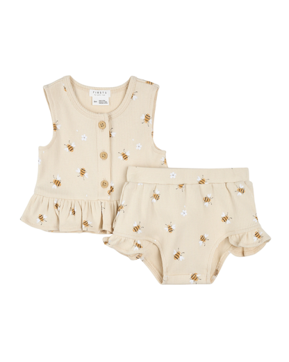 Bee Sleeveless Top and Short Set