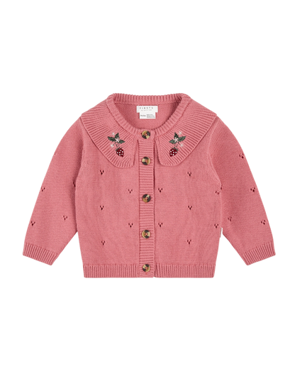 Strawberry Pink Knit Cardigan