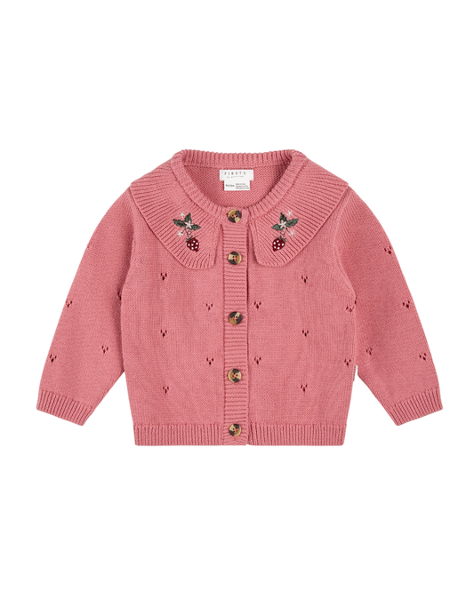 Strawberry Pink Knit Cardigan
