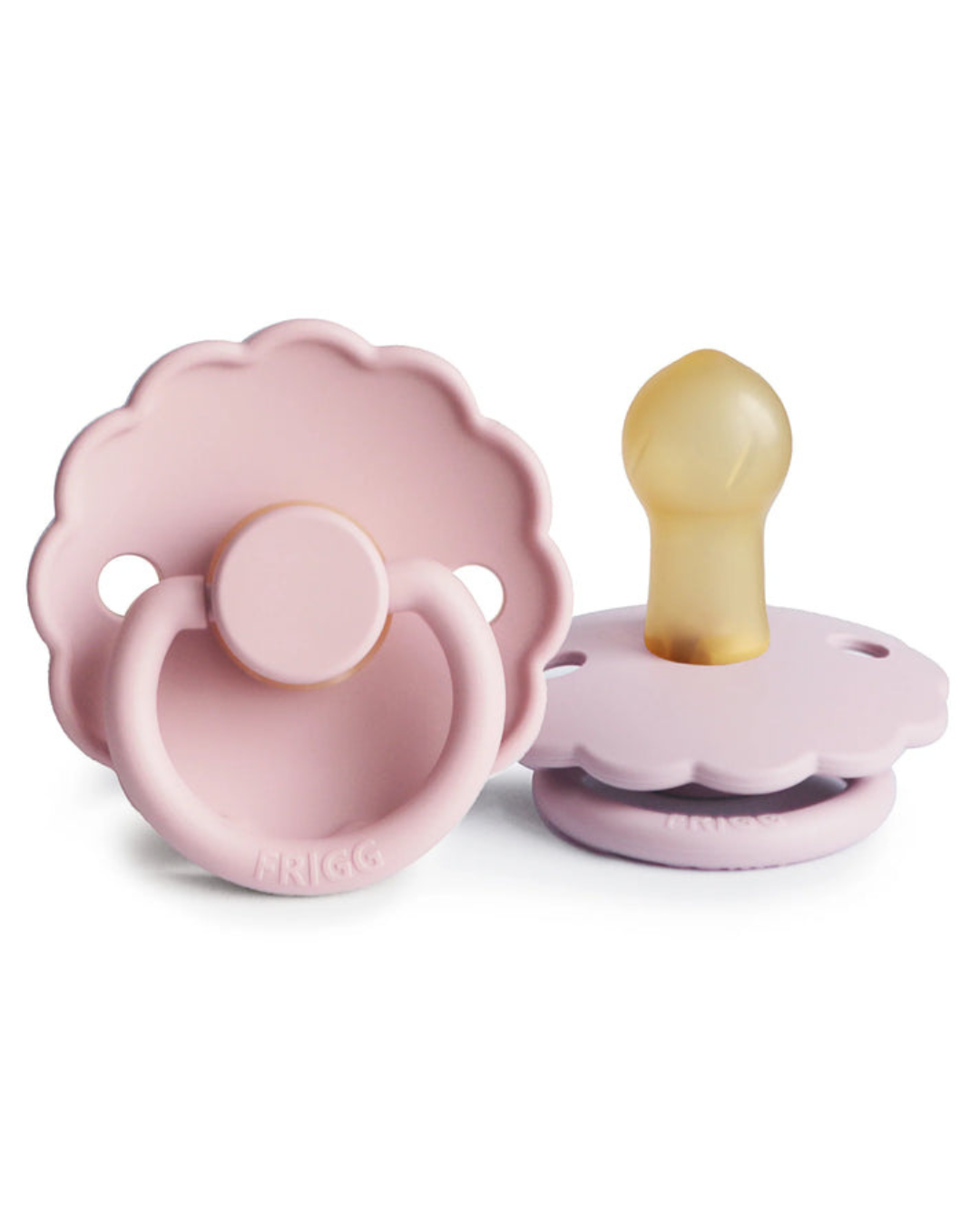 FRIGG Daisy Natural Rubber Pacifier 2-Pack - Baby Pink/Soft Lilac