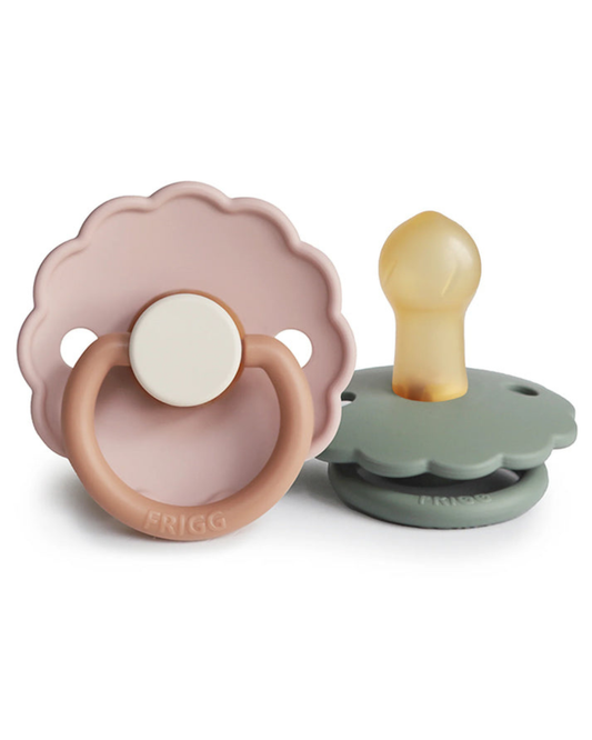 FRIGG Daisy Natural Rubber Pacifier 2-Pack -  Biscuit/Lily Pad