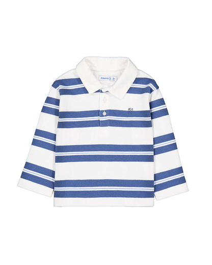 Long Sleeve Stripe Polo- Indigo