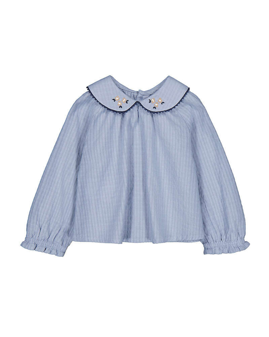Textured Woven Blouse- Light Blue