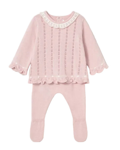 Pastel Pink Knit Pants and Sweater Set