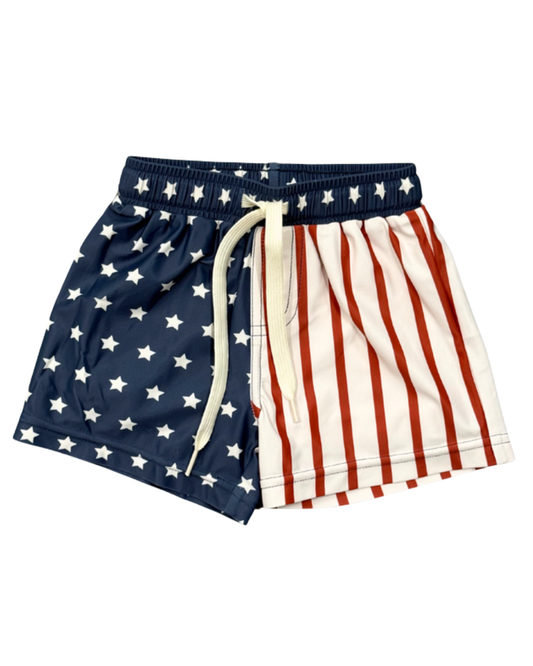 Boy Swim Shorts American Flag