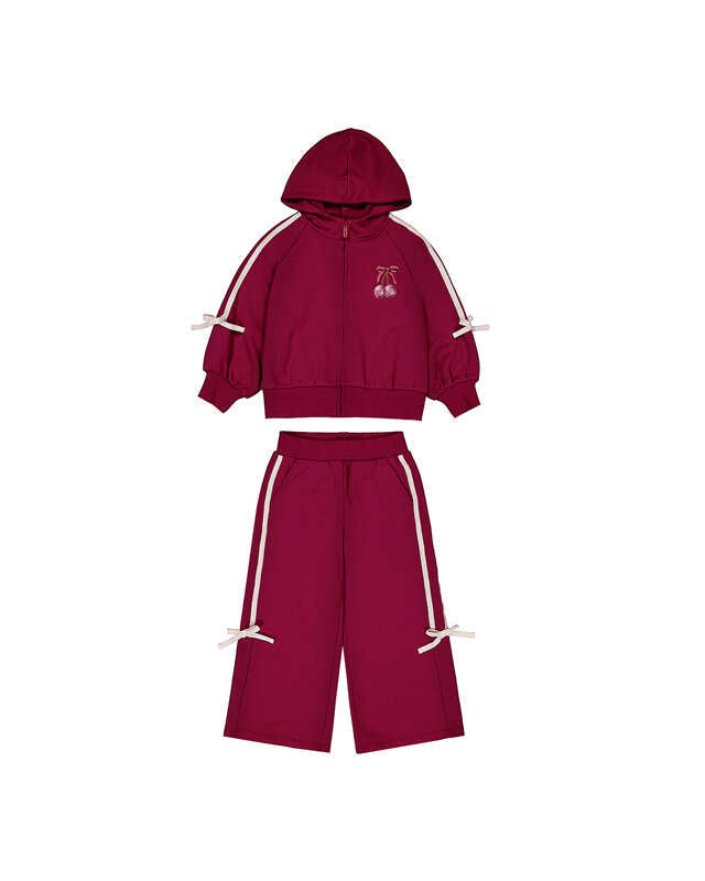 Tracksuit w/ tie details- Cherry