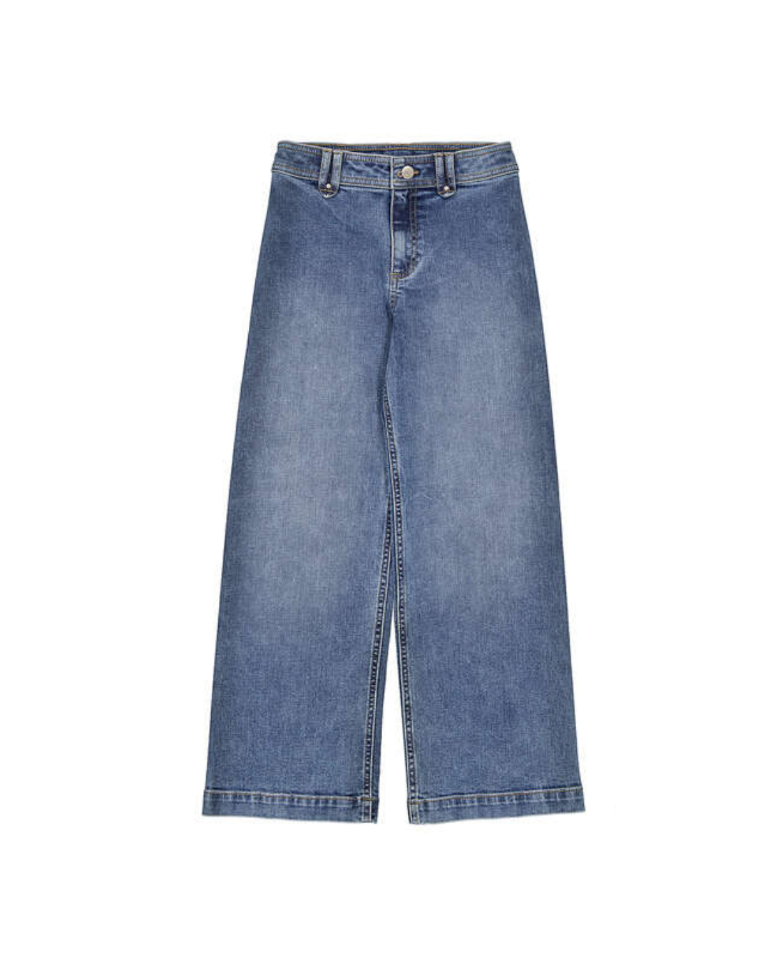 Wide Leg Denim Pants - Medium Wash