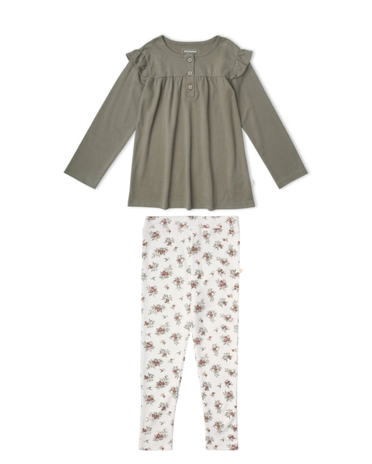 Winter Berry Leggings with Olive Top