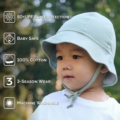 Juniper Green Cozy Cotton Baby Bucket Hat