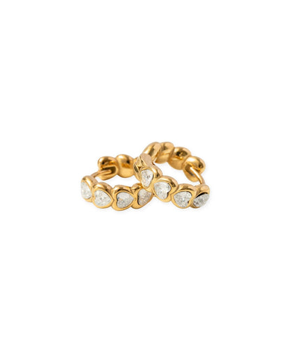 Heart Gem Hoop Earrings - Hypoallergenic, Flat Back