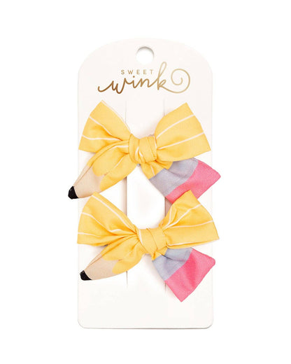 School Days Pencil Bow Clip Set - Back To School - Hair