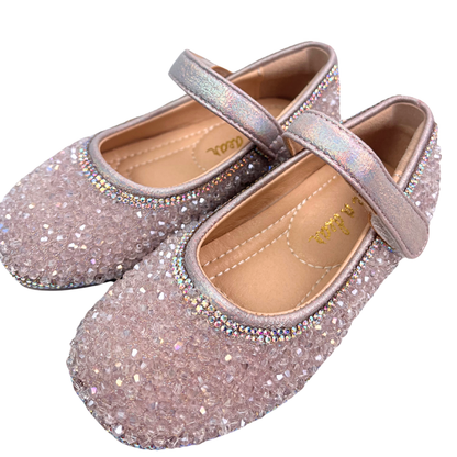 Pink Clear Stone Flat Shoes