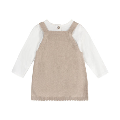 Bunny 3D Ears Applique Baby Knit Tunic Dress Set