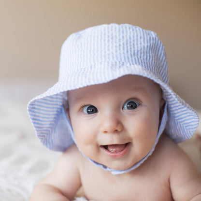 Light Blue Stripe Seersucker Bucket Hat
