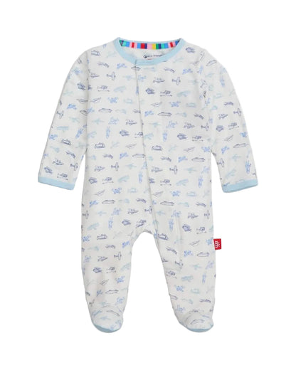 Airplanes Organic Cotton Pointelle Footie