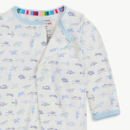 Airplanes Organic Cotton Pointelle Footie