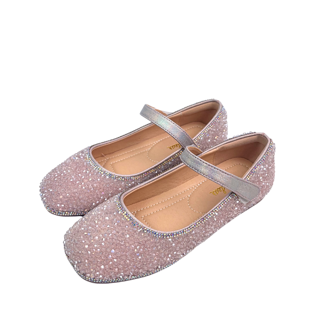 Pink Clear Stone Flat Shoes