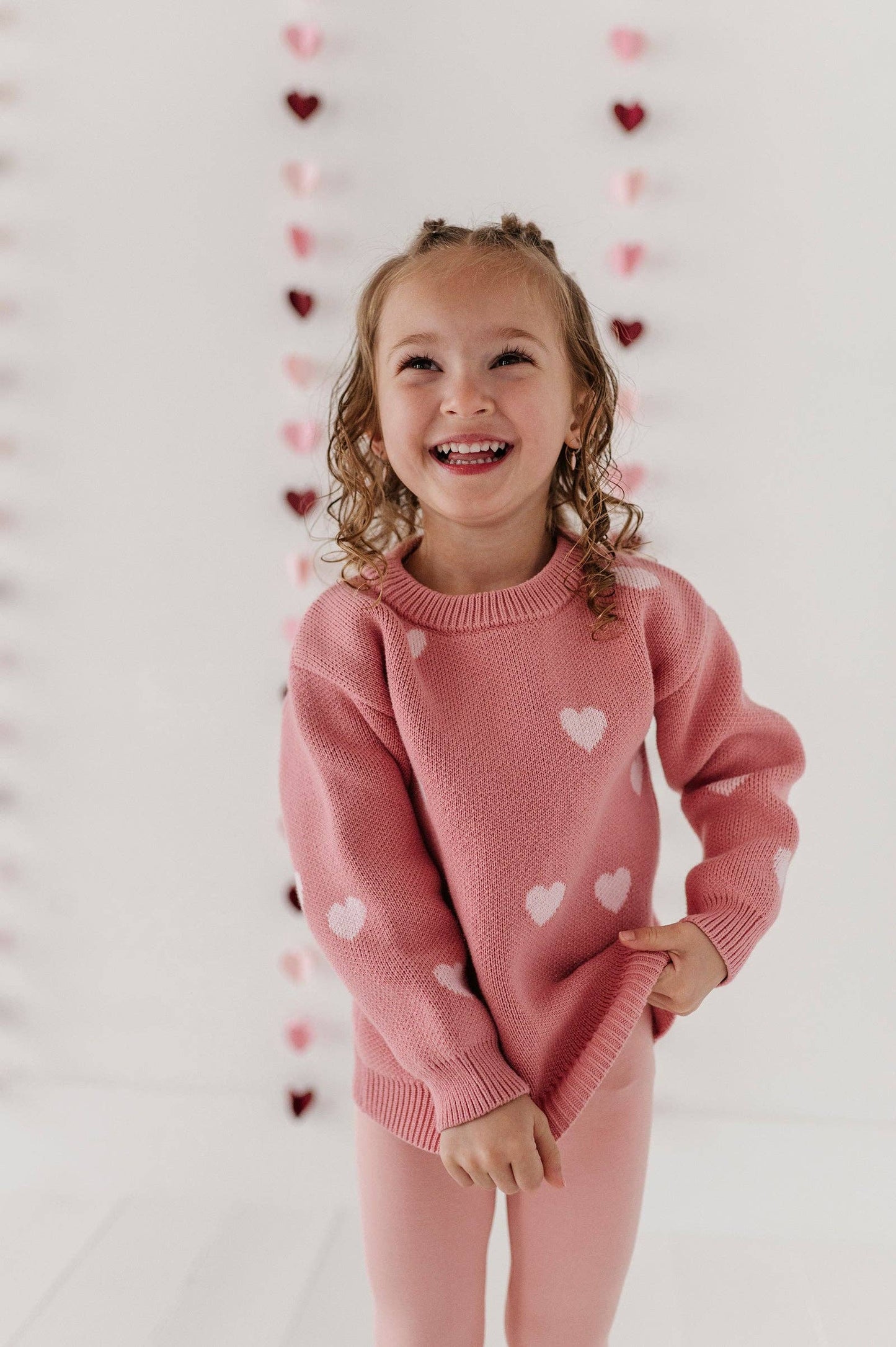 Pink Hearts Knit Sweater