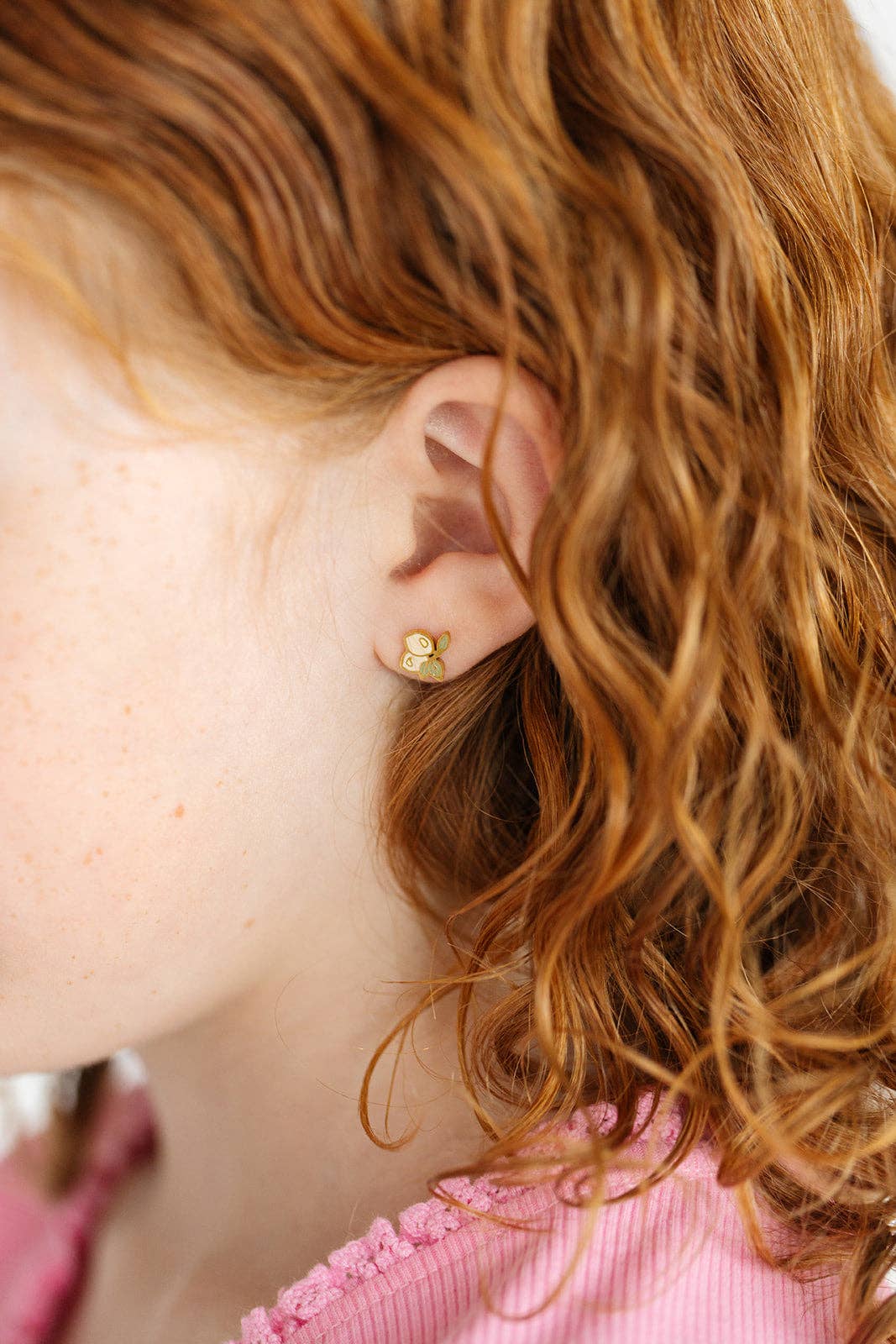 Lemon Bunch Stud Earrings - Hypoallergenic, Flat Back, Girl