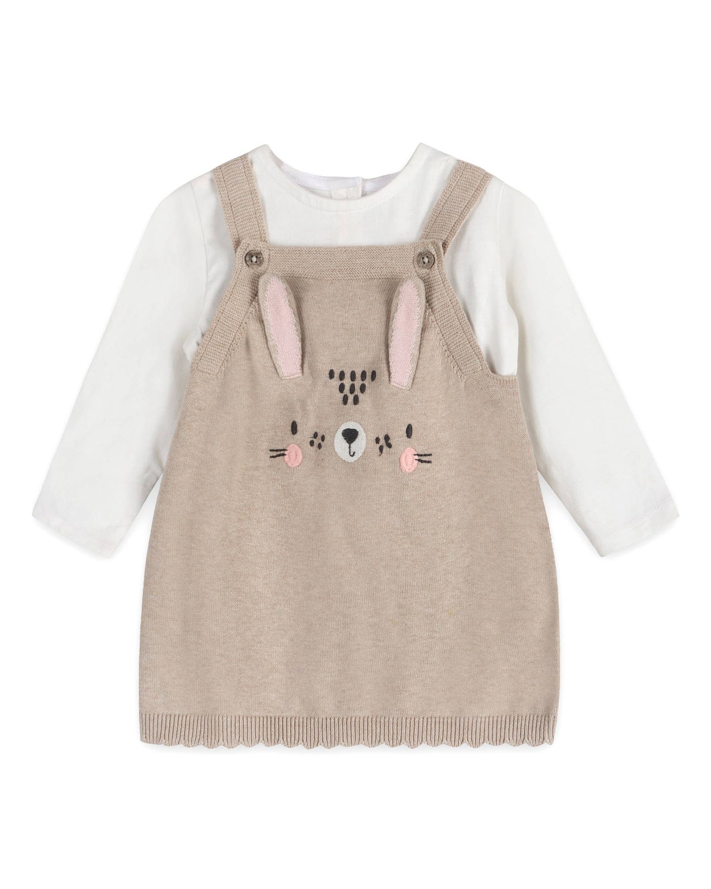 Bunny 3D Ears Applique Baby Knit Tunic Dress Set