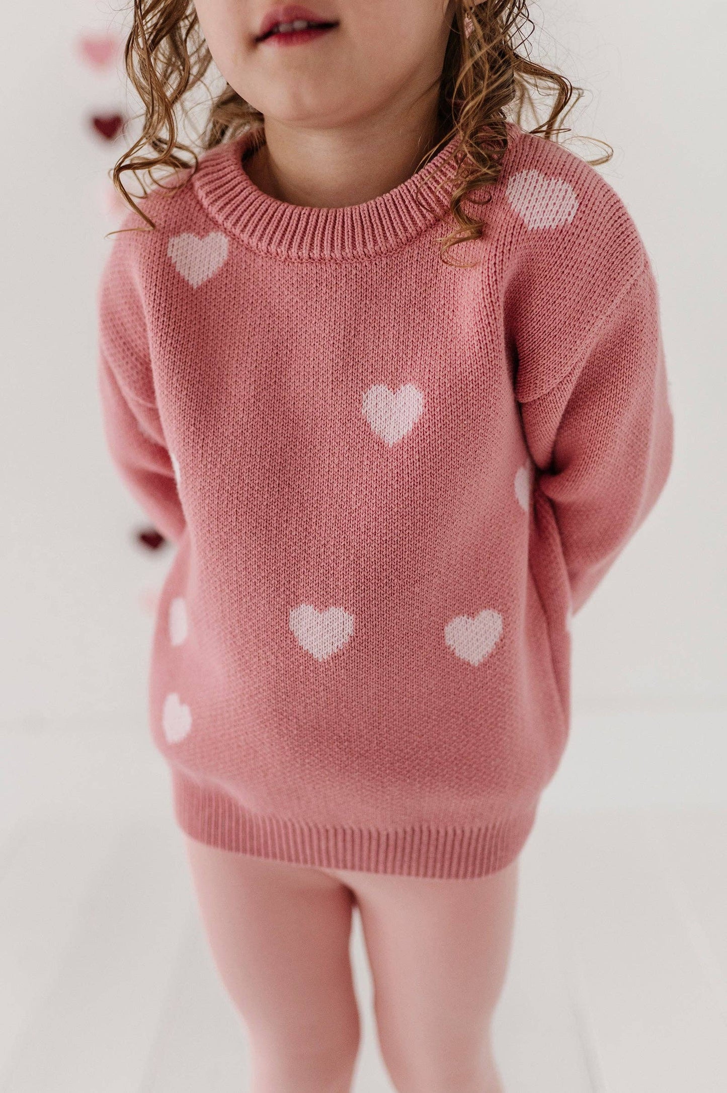 Pink Hearts Knit Sweater