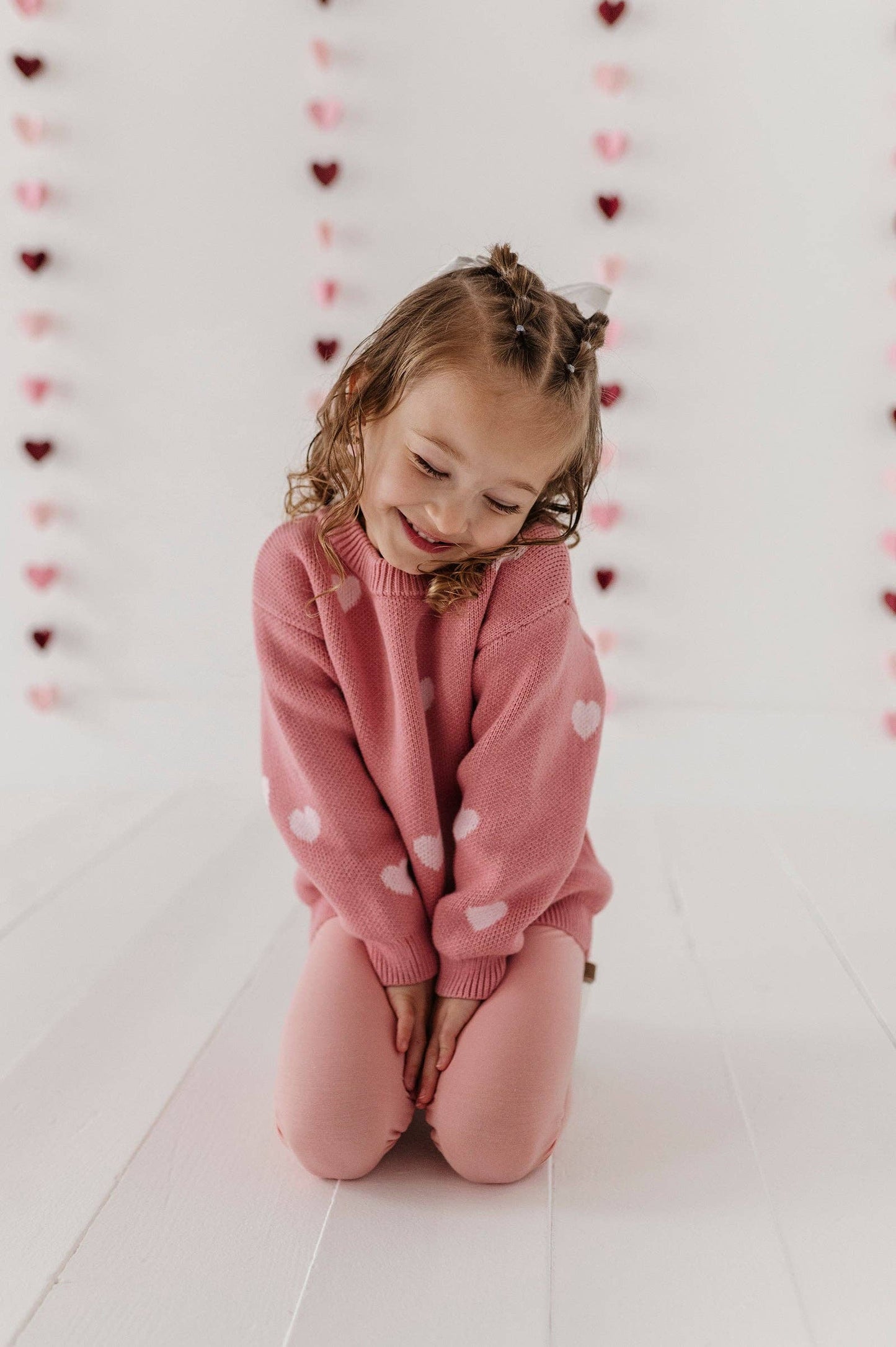 Pink Hearts Knit Sweater
