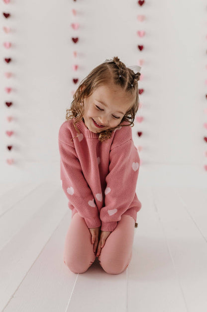 Pink Hearts Knit Sweater