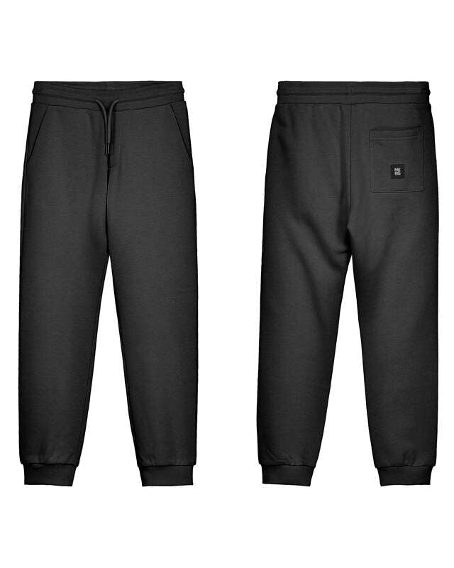 Basic Cuffed Fleece Trousers- Black