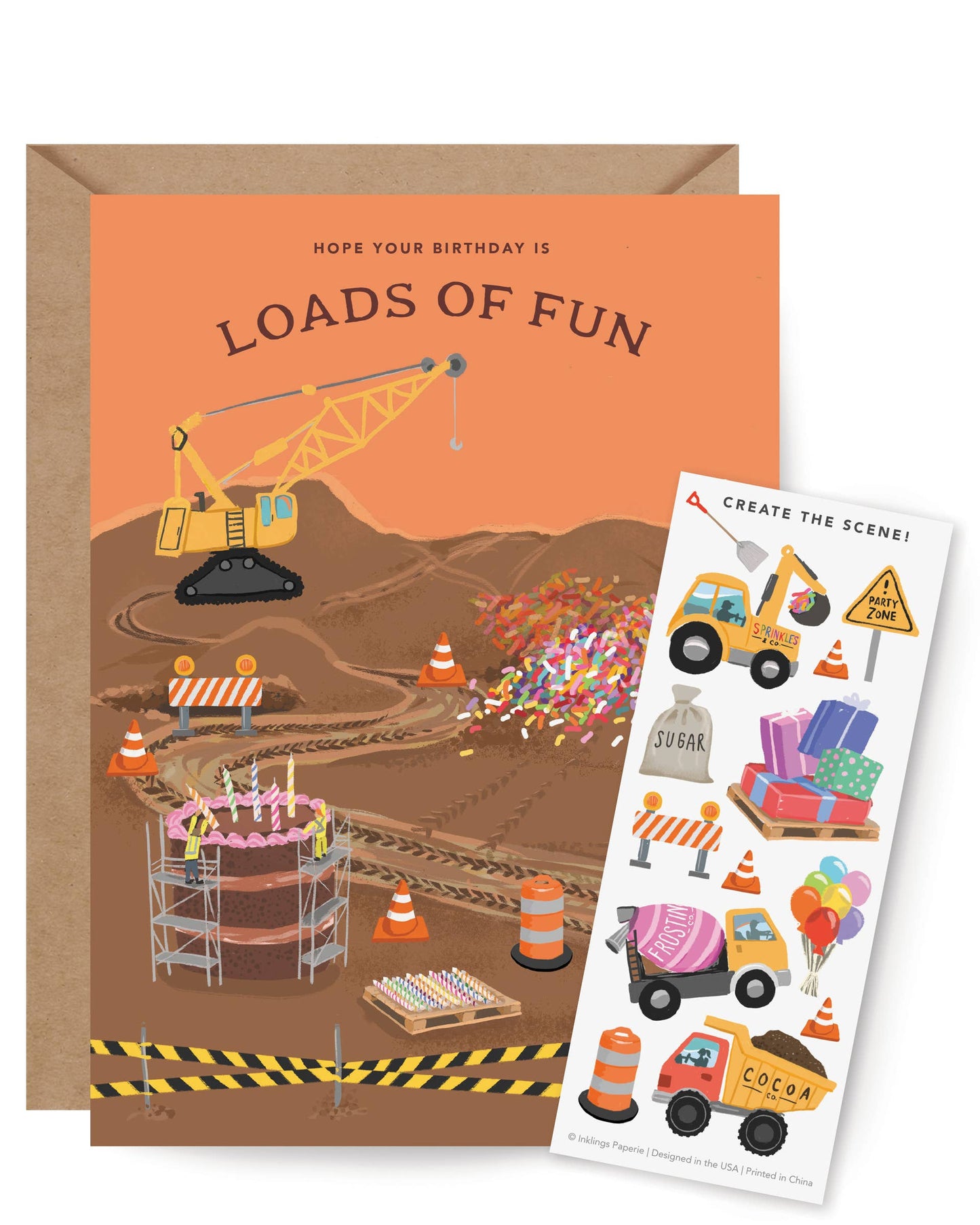 Sticker Scene Card - Construction Birthday