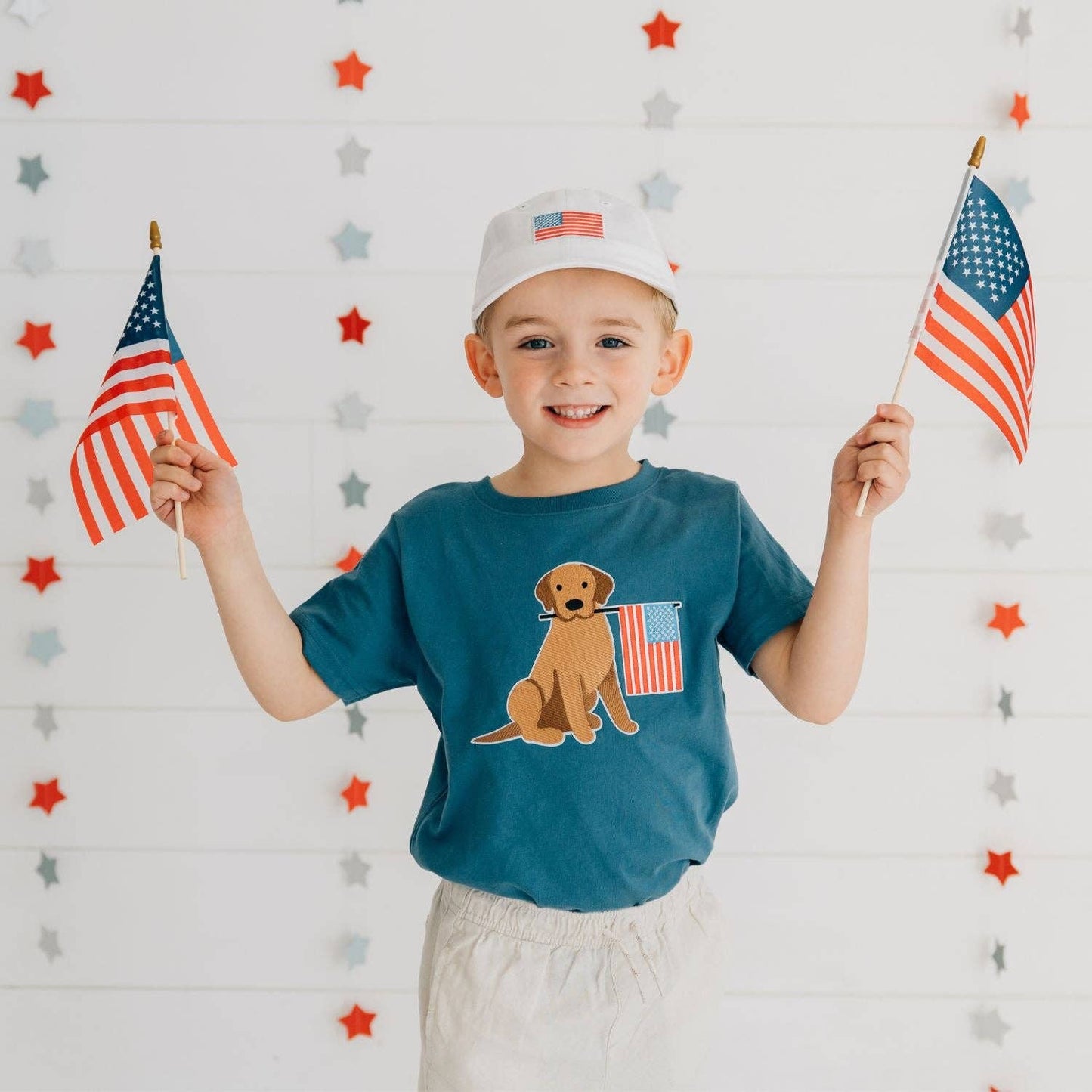 American Flag Patch Baseball Hat - Fourth of July - Kids