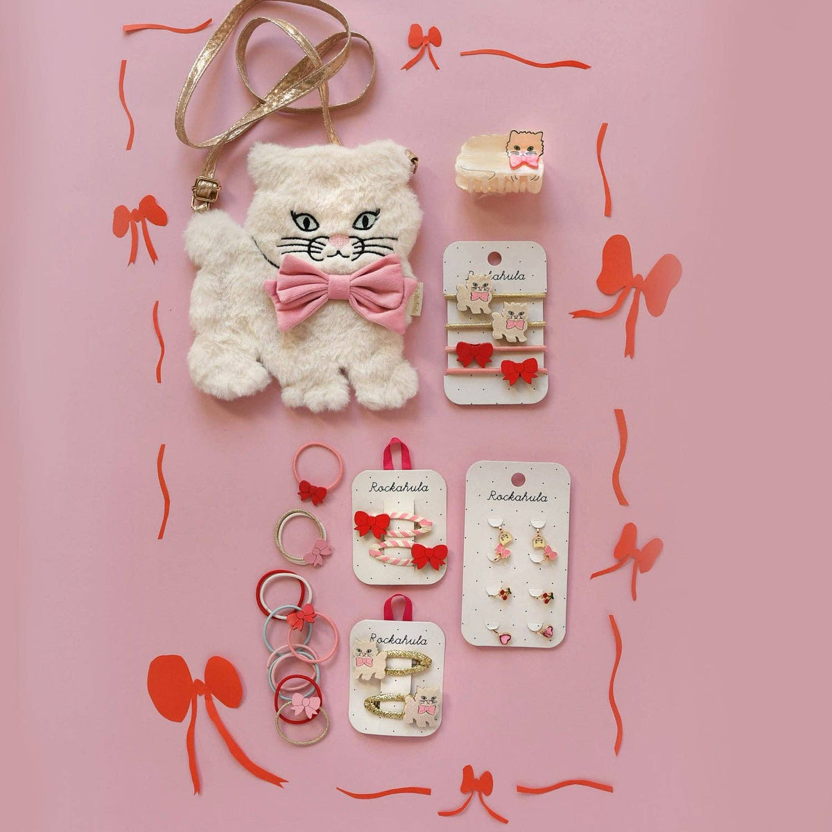 Cutesy Bow Stripy Clips