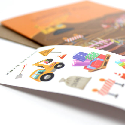 Sticker Scene Card - Construction Birthday