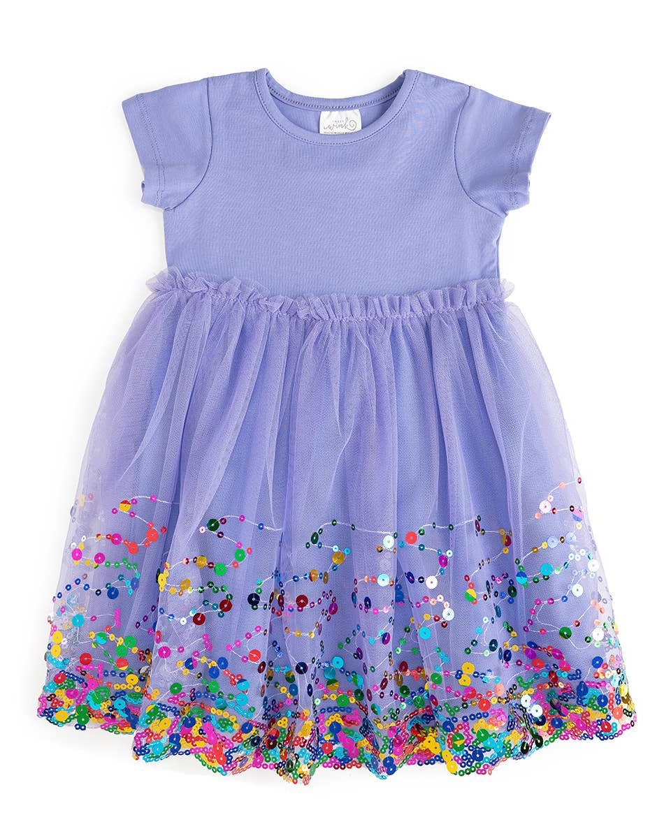 Lavender Confetti Short Sleeve Tutu Dress
