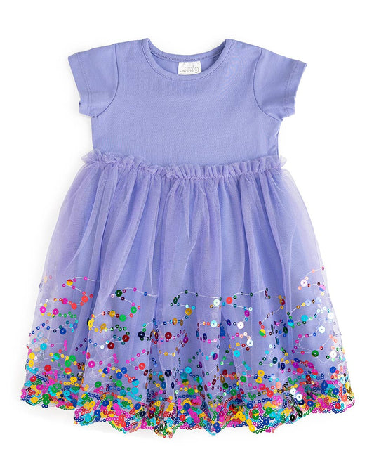 Lavender Confetti Short Sleeve Tutu Dress