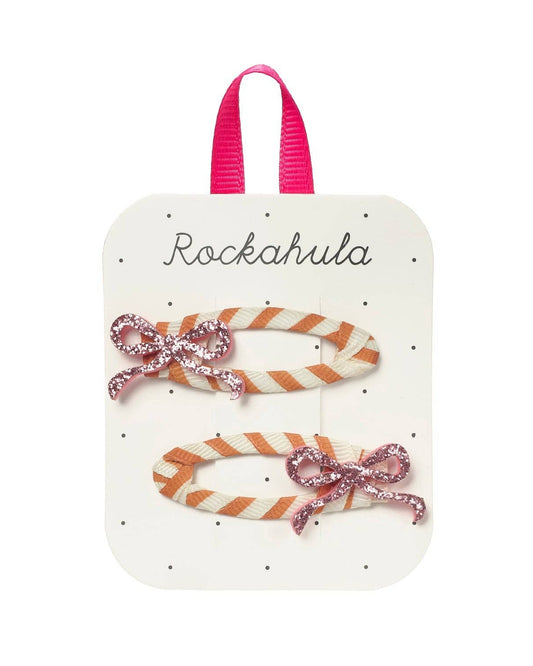 Stripy Glitter Bow Clips