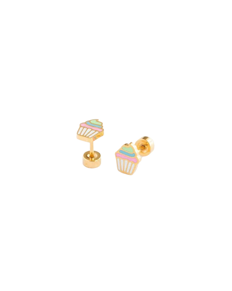 Rainbow Cupcake Stud Earrings - Hypoallergenic, Girl Gift